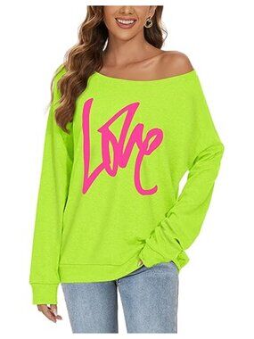 Off Shoulder Long Sleeve Sweatshirt Oversized Tunic Pullover